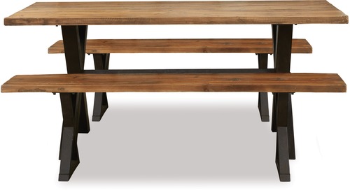 Cross 3-Pce 1800 Dining Suite - Bench x 2 Cross 3-Pce 1800 Dining Suite - Bench x 2